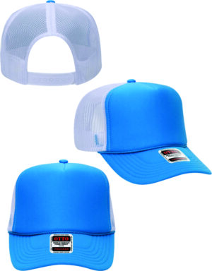 Neon Blue Blank Foam Trucker Hats 5 Panel