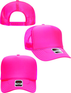 Neon Pink Blank Foam Trucker Hats 5 Panel