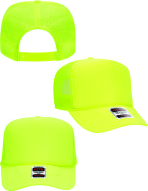 Neon Yellow Blank Foam Trucker Hats 5 Panel