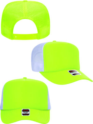 Neon Yellow Blank Foam Trucker Hats 5 Panel