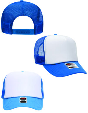 Neon Blue Blank Foam Trucker Hats 5 Panel