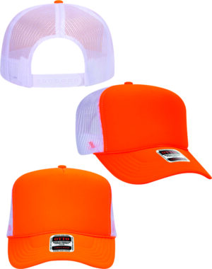 Neon Orange Blank Foam Trucker Hats 5 Panel
