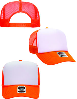 Neon Orange Blank Foam Trucker Hats 5 Panel